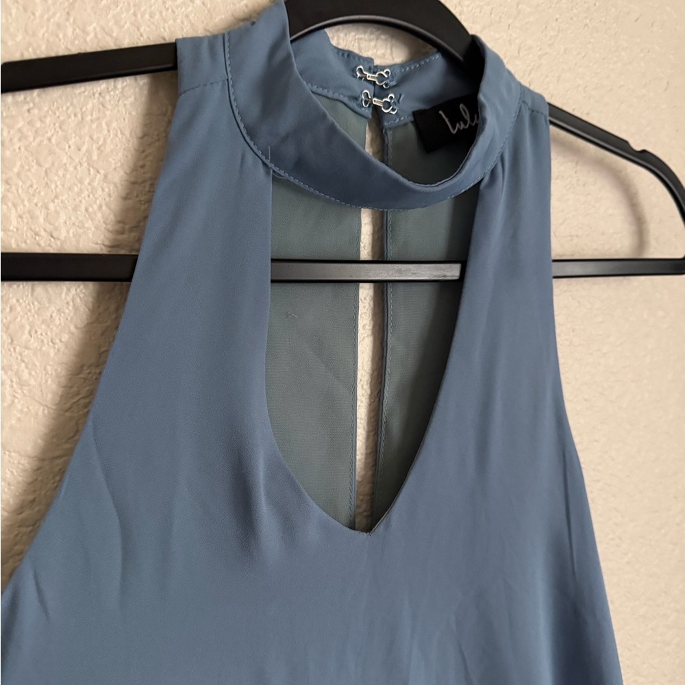Lulus Groove Thing Mini Swing Dress S Slate Blue - Picture 4 of 10